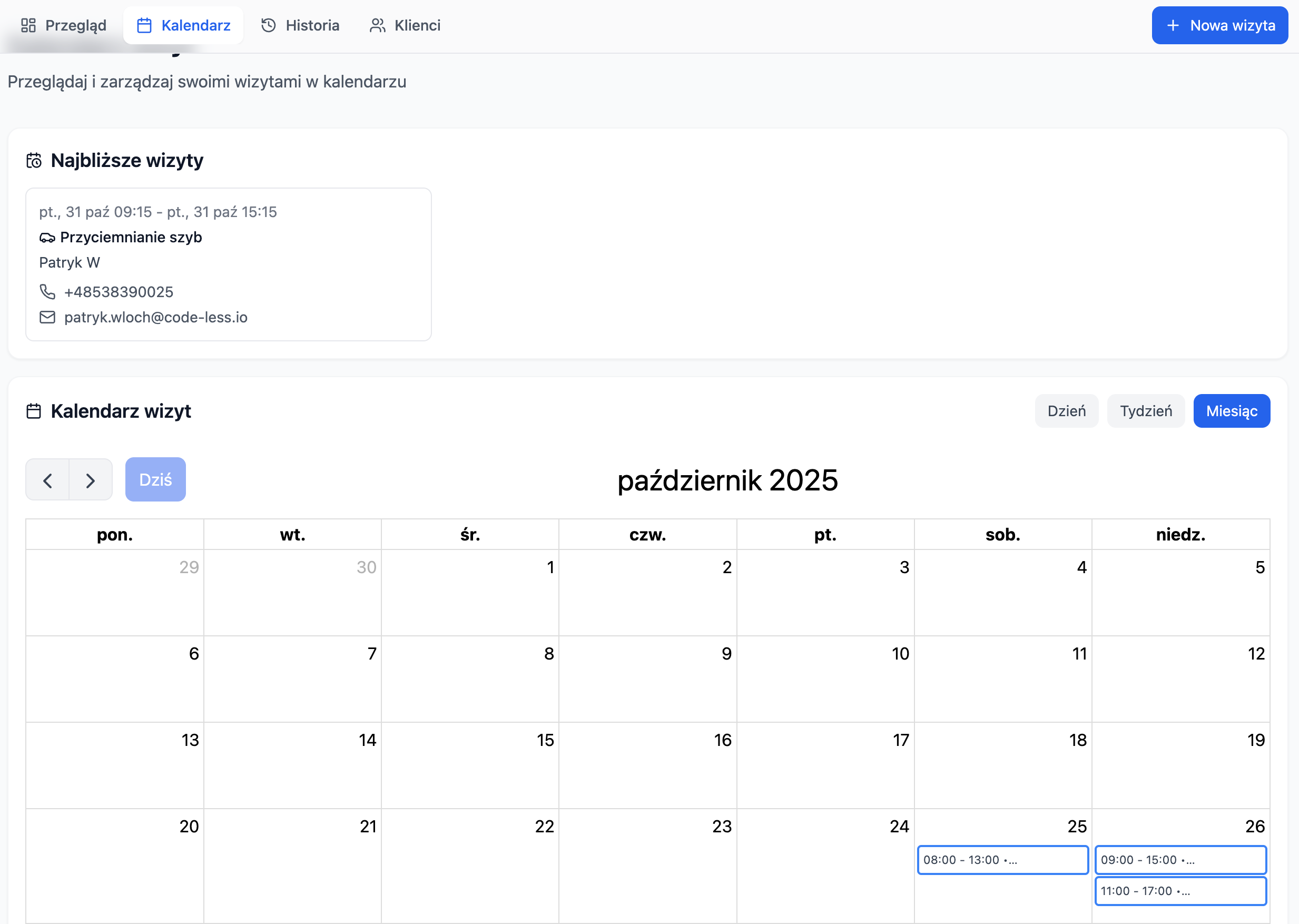 Cały tydzień na jednym ekranie - widzisz luki, możesz je wypełnić promocją